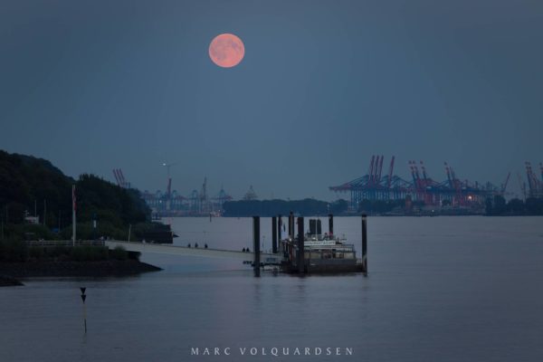 Full moon over the harbor